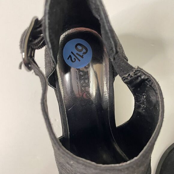 NEW!Carlos by Carlos Santana| Della| Black Leather Suede| Peep toe| Block heel| - Picture 9 of 12